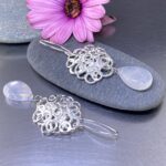 moonstone earrings - pebbles - Argentium silver