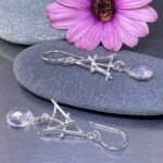 quartz earrings - twigs - Argentium silver