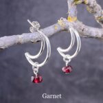 gemstone earrings - crescent moon post - Image 5