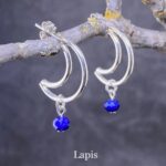 gemstone earrings - crescent moon post - Image 4