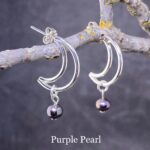 gemstone earrings - crescent moon post - Image 6