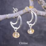 gemstone earrings - crescent moon post - Image 7