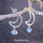 gemstone earrings - crescent moon post - Image 8