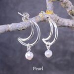 gemstone earrings - crescent moon post - Image 3