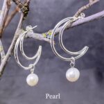 gemstone earrings - crescent moon post - Image 7