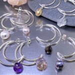 gemstone earrings - crescent moon post