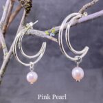gemstone earrings - crescent moon post - Image 6