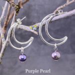 gemstone earrings - crescent moon post - Image 3