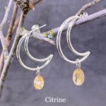 gemstone earrings - crescent moon post - Image 8