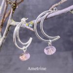 gemstone earrings - crescent moon post - Image 4