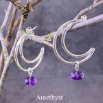gemstone earrings - crescent moon post - Image 2