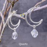 gemstone earrings - crescent moon post - Image 5