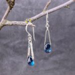 London blue topaz earrings - V bail - Argentium silver