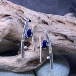 sapphire earrings - geometric bars - Argentium silver - 4 carat - Image 2