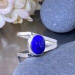 lapis ring - size 6 - Argentium silver book ring - 3.5 carat