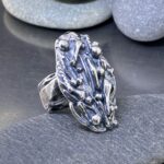 rapids ring - size 8.25 - Argentium silver antique finish