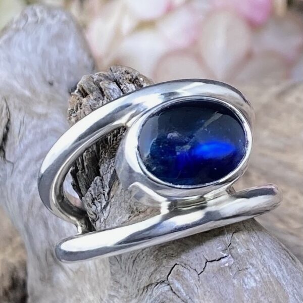 kyanite ring - size 6.75 - Argentium round double-band - 4.5 carat