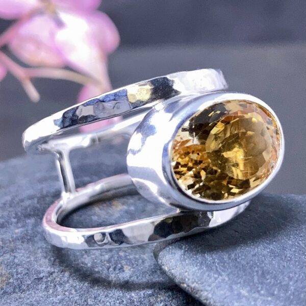 citrine ring - size 11.25 - round double-band - 8 carat