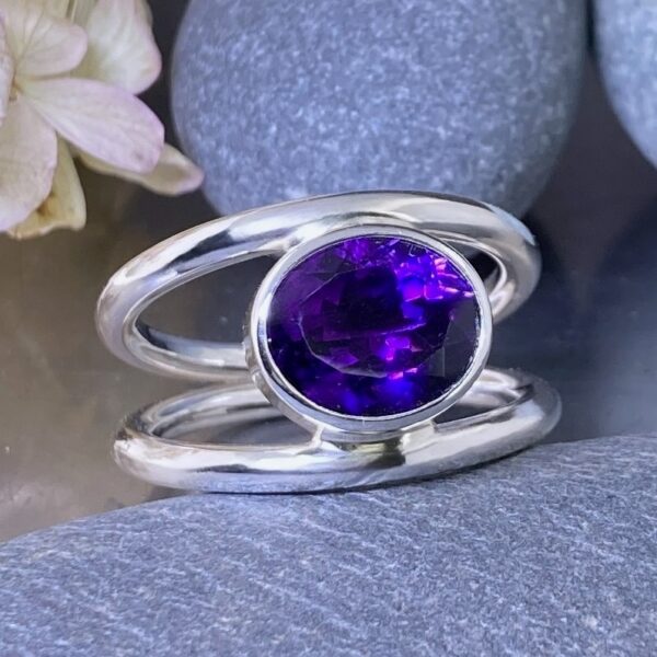 amethyst ring - size 11.25 - round double-band - 4.5 carat