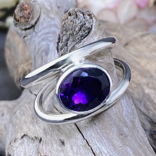 amethyst ring - size 11.25 - round double-band - 4.5 carat - Image 5