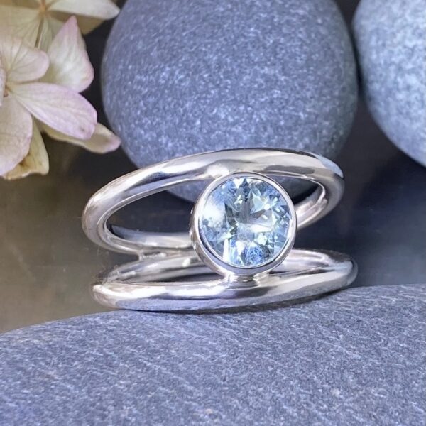 aquamarine ring - size 11.25 - round double-band - 1.75 carat - Image 4