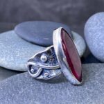 ruby ring - size 6.75 - Argentium waves - 10.23 carat - Image 4