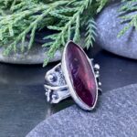 ruby ring - size 6.75 - Argentium waves - 10.23 carat