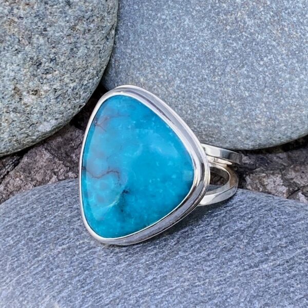 turquoise ring – size 11 – Argentium silver double-band