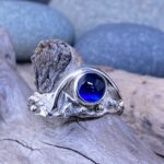 kyanite ring – size 9.5 – Argentium silver waves – 1.2 carat