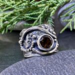 smoky quartz ring - size 9.75 - Argentium waves - 2 carat - Image 2