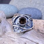 smoky quartz ring - size 9.75 - Argentium waves - 2 carat - Image 4