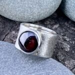 garnet ring – size 8.5 – Argentium silver wide band – 6 carat - Image 3