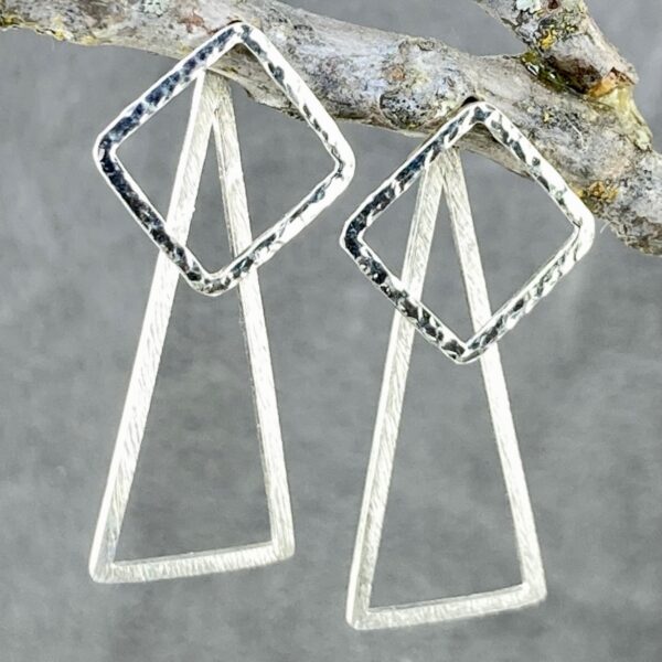 square triangle earring jacket - Argentium silver - Image 3