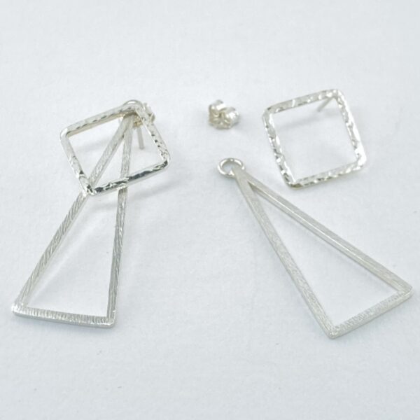 square triangle earring jacket - Argentium silver - Image 2