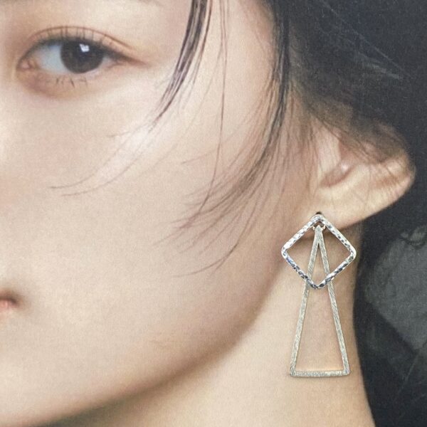 square triangle earring jacket - Argentium silver - Image 5