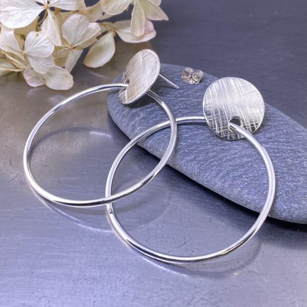 hoop earrings - round post - Argentium silver