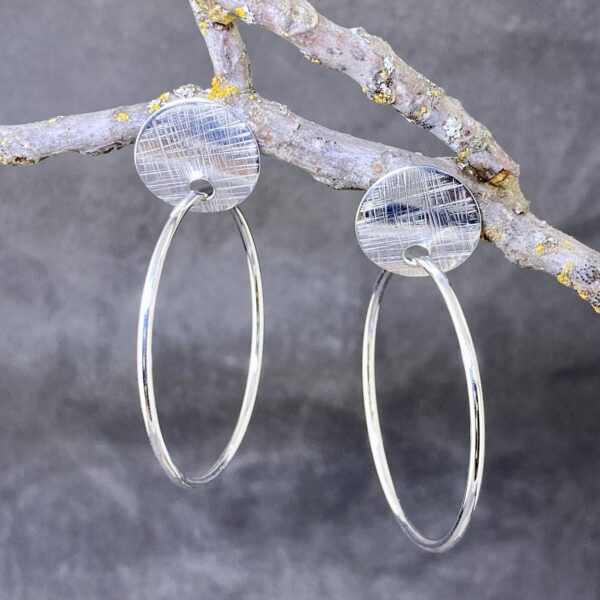 hoop earrings - round post - Argentium silver - Image 2